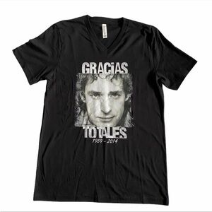 Gracias Totales Black V Neck Tee Shirt - Size Medium